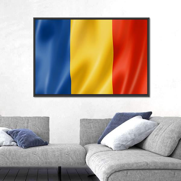 Romania Flag Canvas Wall Art-3 Horizontal-Gallery Wrap-25" x 16"-Tiaracle