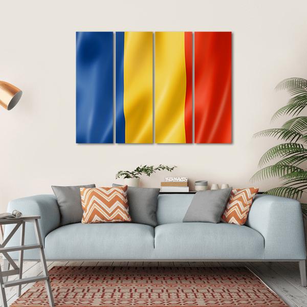 Romania Flag Canvas Wall Art-4 Horizontal-Gallery Wrap-34" x 24"-Tiaracle