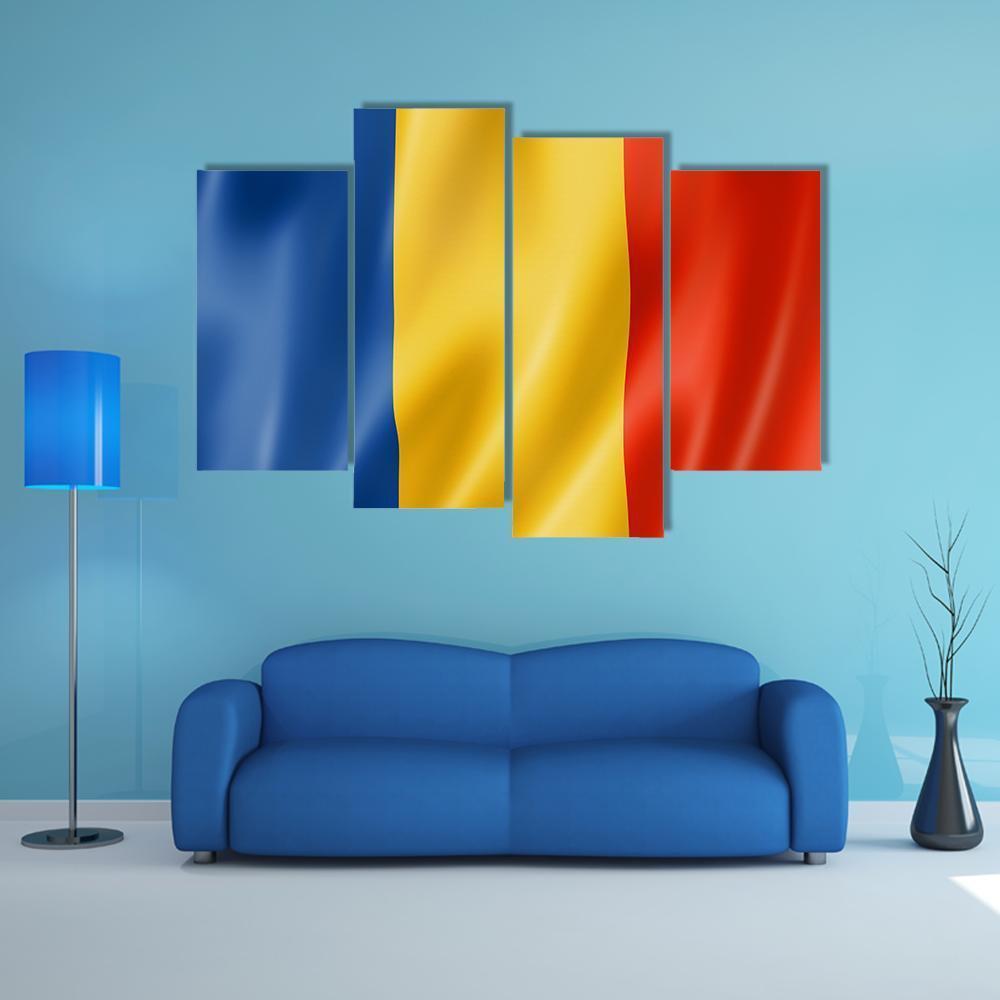 Romania Flag Canvas Wall Art-4 Pop-Gallery Wrap-50" x 32"-Tiaracle