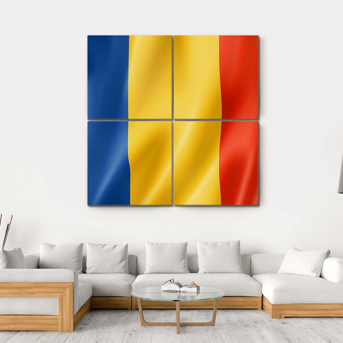 Romania Flag Canvas Wall Art-4 Square-Gallery Wrap-17" x 17"-Tiaracle