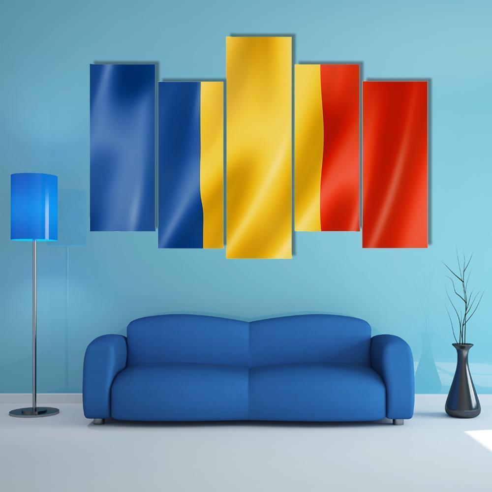 Romania Flag Canvas Wall Art-5 Pop-Gallery Wrap-47" x 32"-Tiaracle