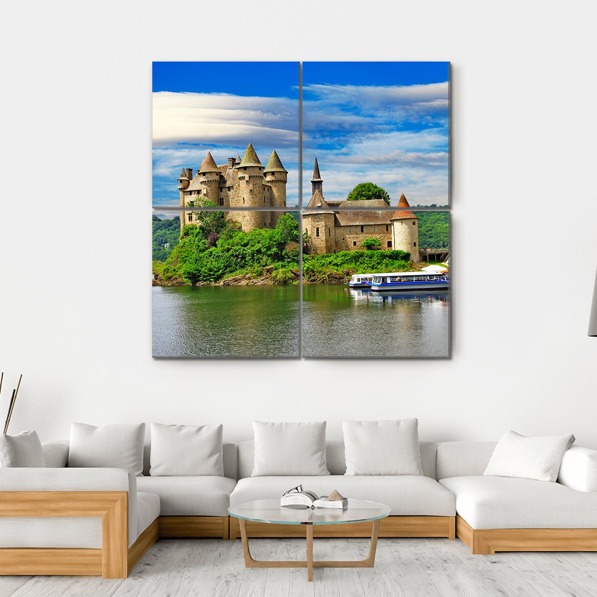 Romantic Castles Of France Canvas Wall Art-4 Square-Gallery Wrap-17" x 17"-Tiaracle
