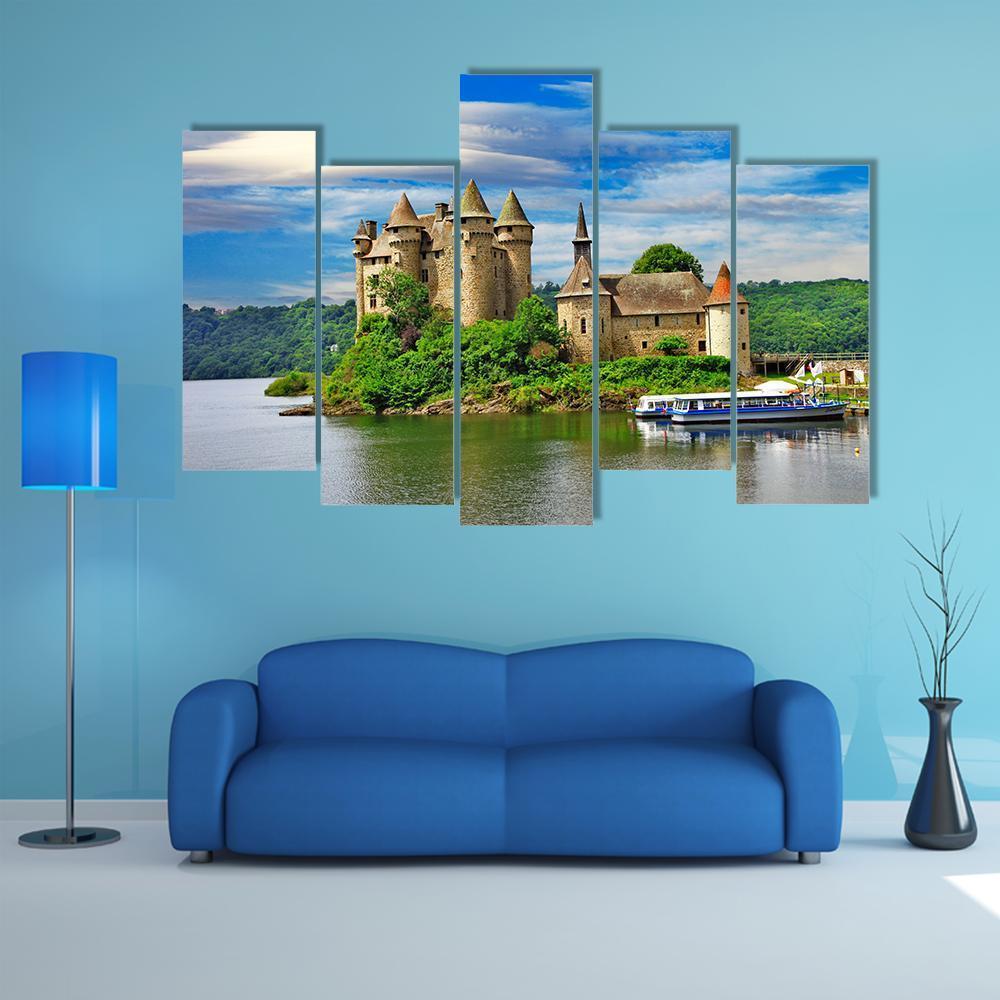 Romantic Castles Of France Canvas Wall Art-5 Pop-Gallery Wrap-47" x 32"-Tiaracle