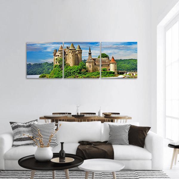 Romantic Castles Of France Panoramic Canvas Wall Art-3 Piece-25" x 08"-Tiaracle