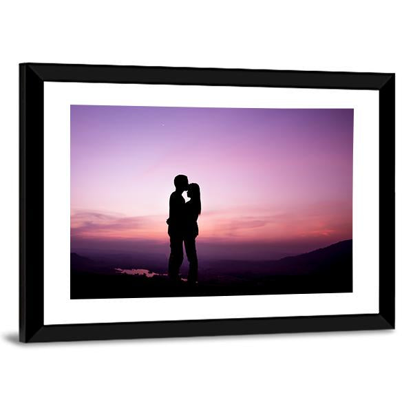 Romantic Couple Silhouette Canvas Wall Art-3 Horizontal-Gallery Wrap-25" x 16"-Tiaracle