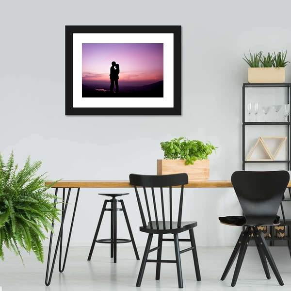 Romantic Couple Silhouette Canvas Wall Art-3 Horizontal-Gallery Wrap-25" x 16"-Tiaracle