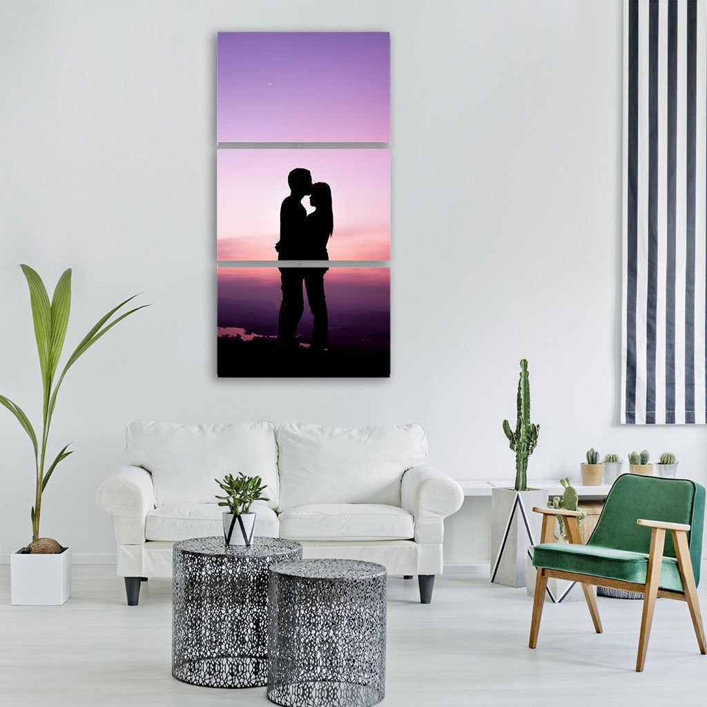 Romantic Couple Silhouette Vertical Canvas Wall Art-1 Vertical-Gallery Wrap-12" x 24"-Tiaracle