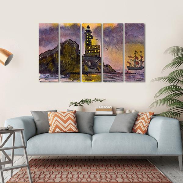 Romantic Sea Landscape Art Canvas Wall Art-5 Horizontal-Gallery Wrap-22" x 12"-Tiaracle