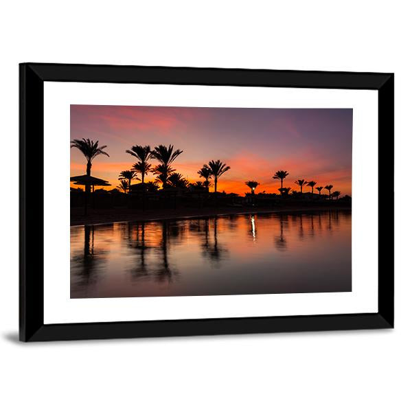 Romantic Sunset Over Sandy Beach Canvas Wall Art-3 Horizontal-Gallery Wrap-25" x 16"-Tiaracle