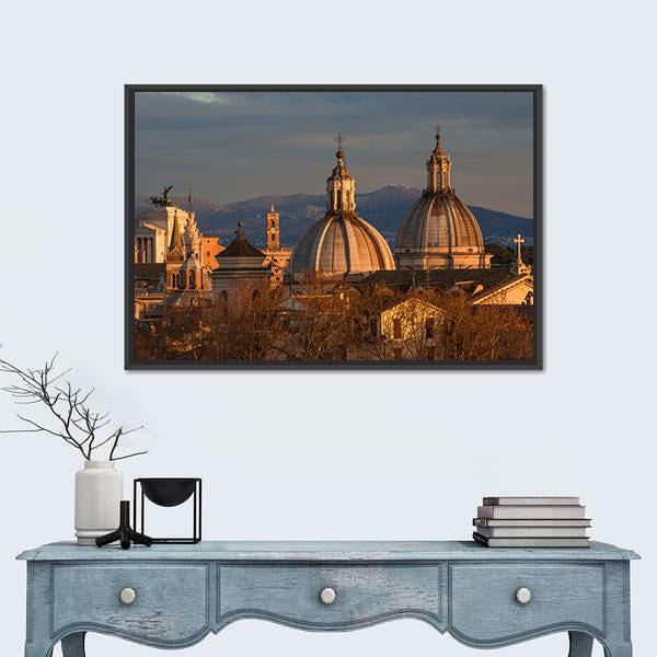 Rome Historic Center At Sunset Canvas Wall Art-1 Piece-Floating Frame-24" x 16"-Tiaracle