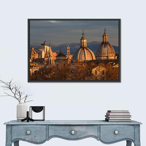 Rome Historic Center At Sunset Canvas Wall Art-1 Piece-Floating Frame-24" x 16"-Tiaracle