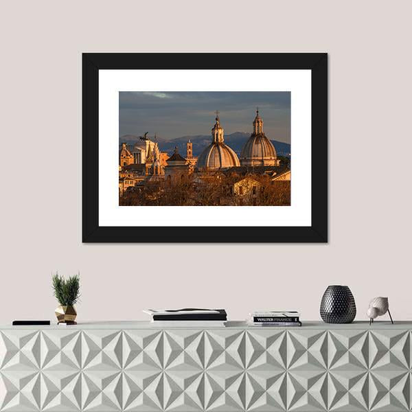 Rome Historic Center At Sunset Canvas Wall Art-1 Piece-Framed Print-20" x 16"-Tiaracle
