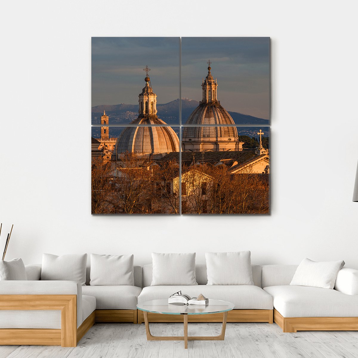 Rome Historic Center At Sunset Canvas Wall Art-4 Square-Gallery Wrap-17" x 17"-Tiaracle