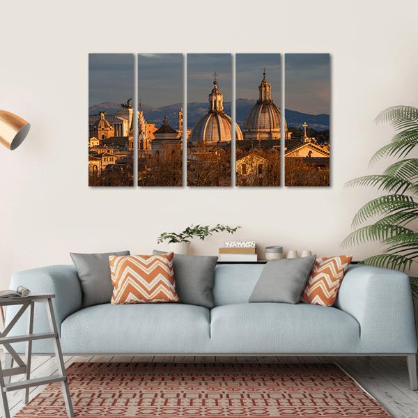 Rome Historic Center At Sunset Canvas Wall Art-5 Horizontal-Gallery Wrap-22" x 12"-Tiaracle