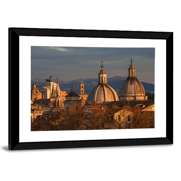 Rome Historic Center At Sunset Canvas Wall Art-5 Horizontal-Gallery Wrap-22" x 12"-Tiaracle