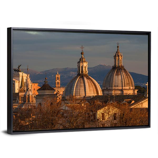 Rome Historic Center At Sunset Canvas Wall Art-5 Horizontal-Gallery Wrap-22" x 12"-Tiaracle