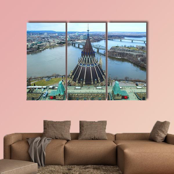 Library Of Parliament In Ottawa Canvas Wall Art-3 Horizontal-Gallery Wrap-37" x 24"-Tiaracle