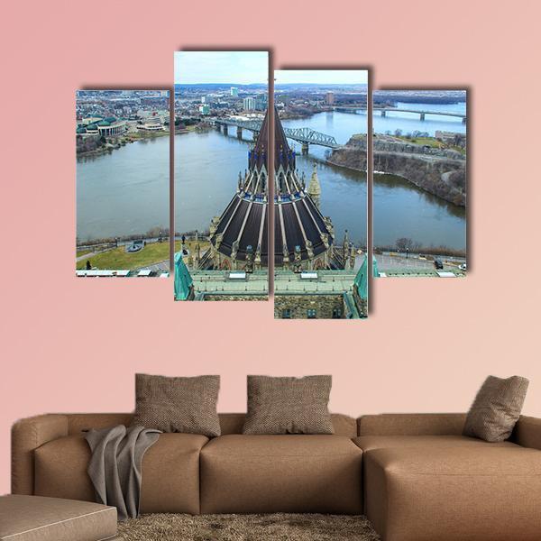 Library Of Parliament In Ottawa Canvas Wall Art-4 Pop-Gallery Wrap-50" x 32"-Tiaracle