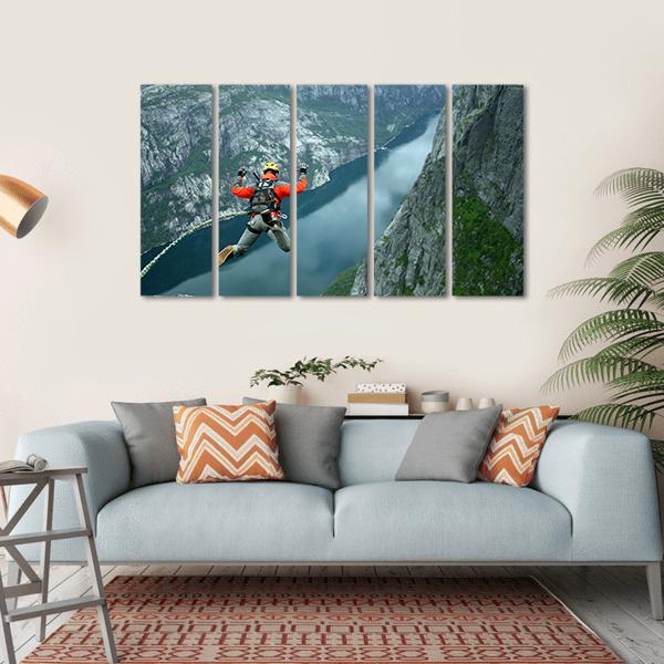 Rope Jumping Canvas Wall Art-5 Horizontal-Gallery Wrap-22" x 12"-Tiaracle