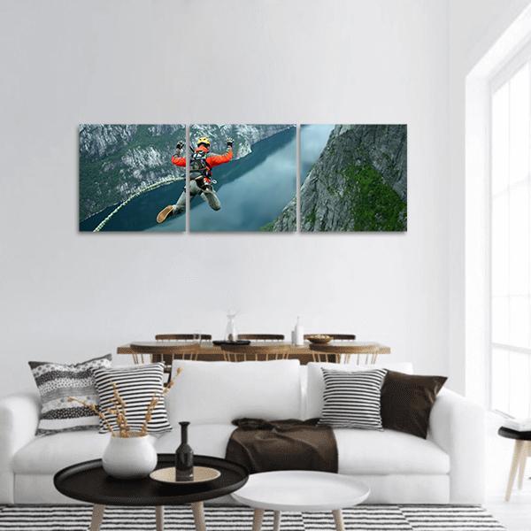 Rope Jumping Panoramic Canvas Wall Art-3 Piece-25&quot; x 08&quot;-Tiaracle