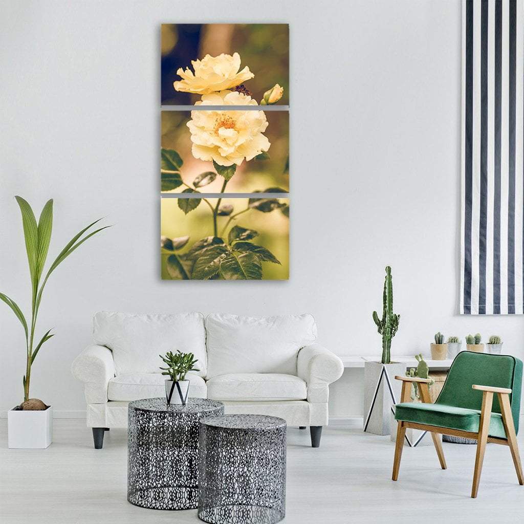 Rose Flower In Summer Vertical Canvas Wall Art-3 Vertical-Gallery Wrap-12" x 25"-Tiaracle