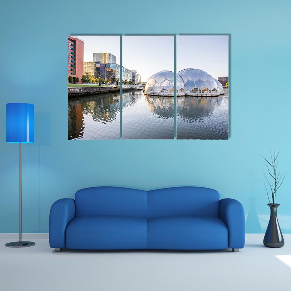 Rotterdam City In Netherlands Canvas Wall Art-3 Horizontal-Gallery Wrap-37" x 24"-Tiaracle