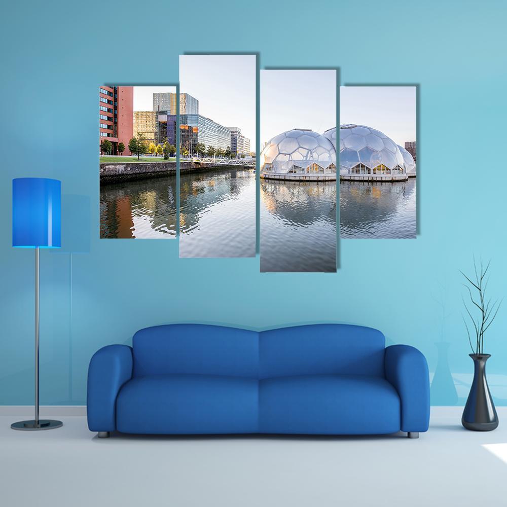 Rotterdam City In Netherlands Canvas Wall Art-4 Pop-Gallery Wrap-50" x 32"-Tiaracle