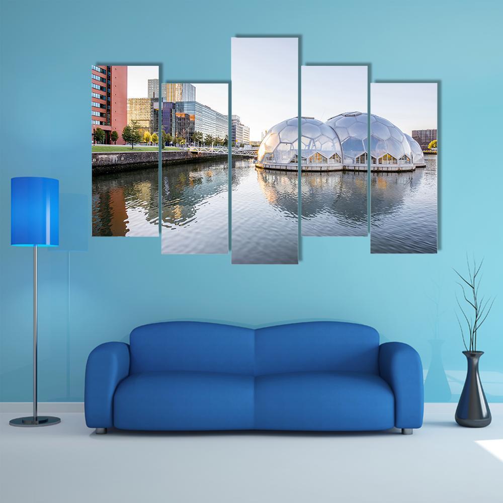 Rotterdam City In Netherlands Canvas Wall Art-5 Pop-Gallery Wrap-47" x 32"-Tiaracle