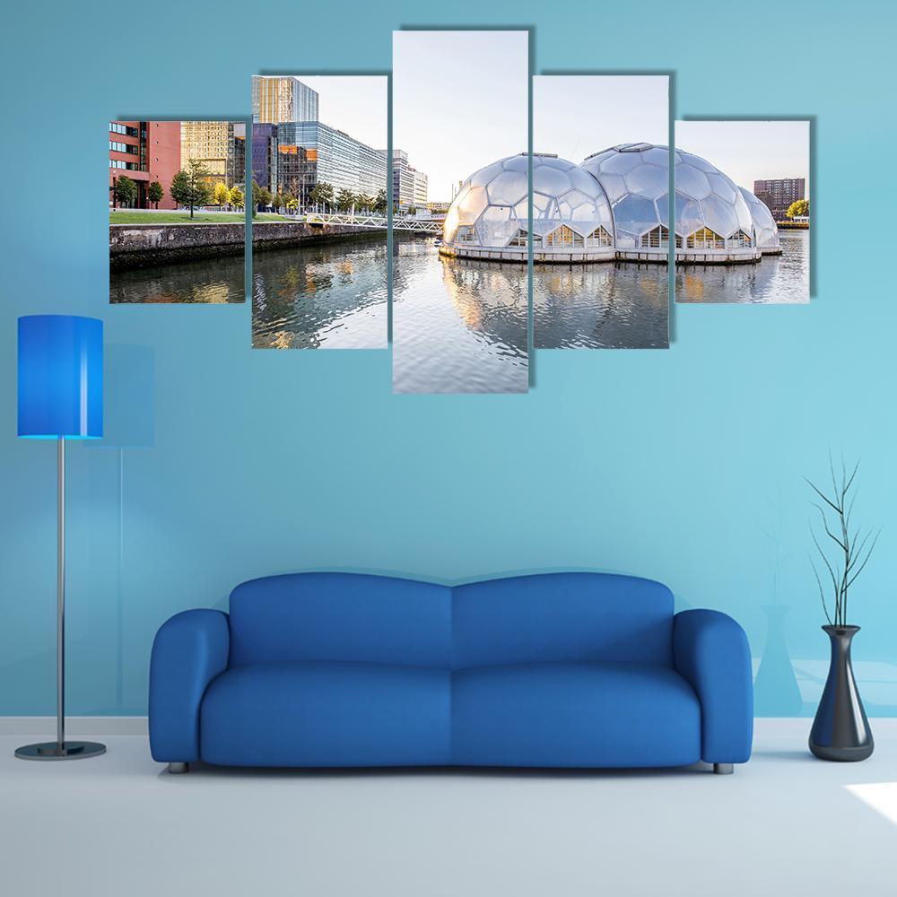 Rotterdam City In Netherlands Canvas Wall Art-5 Star-Gallery Wrap-62" x 32"-Tiaracle