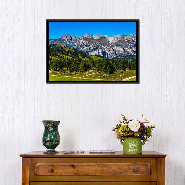 Route In Italian Dolomites Canvas Wall Art-1 Piece-Floating Frame-24" x 16"-Tiaracle