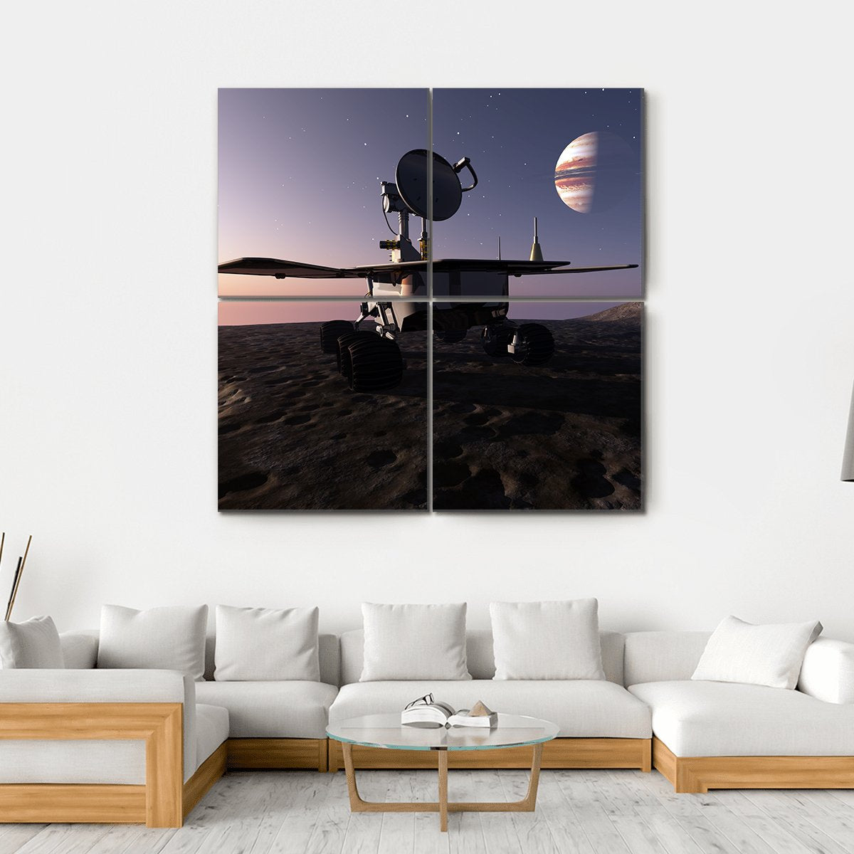 Rover On Jupiter Moon Canvas Wall Art-4 Square-Gallery Wrap-17" x 17"-Tiaracle