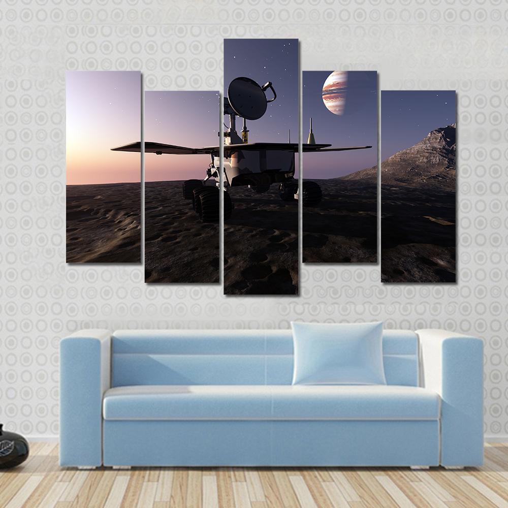 Rover On Jupiter Moon Canvas Wall Art-5 Pop-Gallery Wrap-47" x 32"-Tiaracle