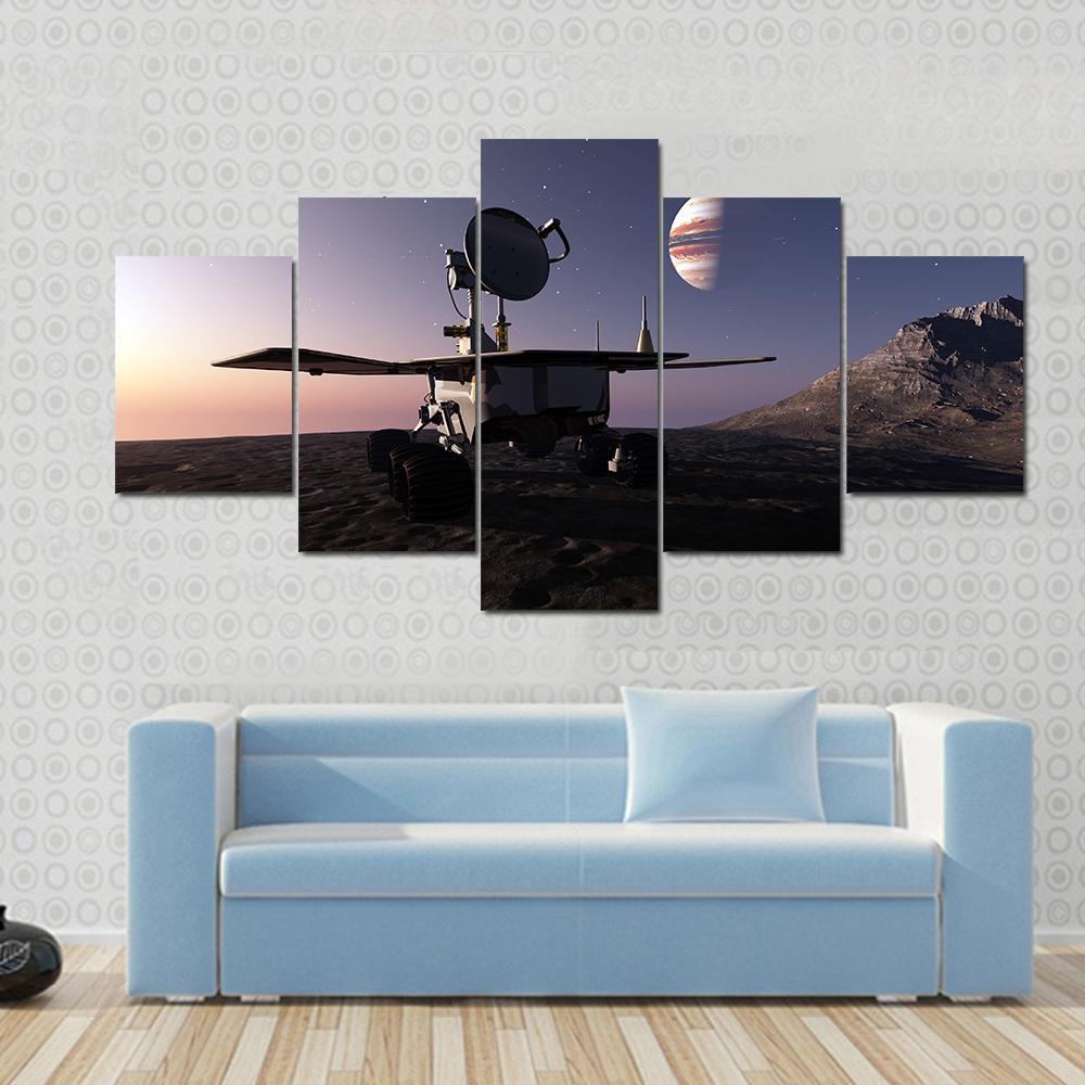 Rover On Jupiter Moon Canvas Wall Art-5 Star-Gallery Wrap-62" x 32"-Tiaracle
