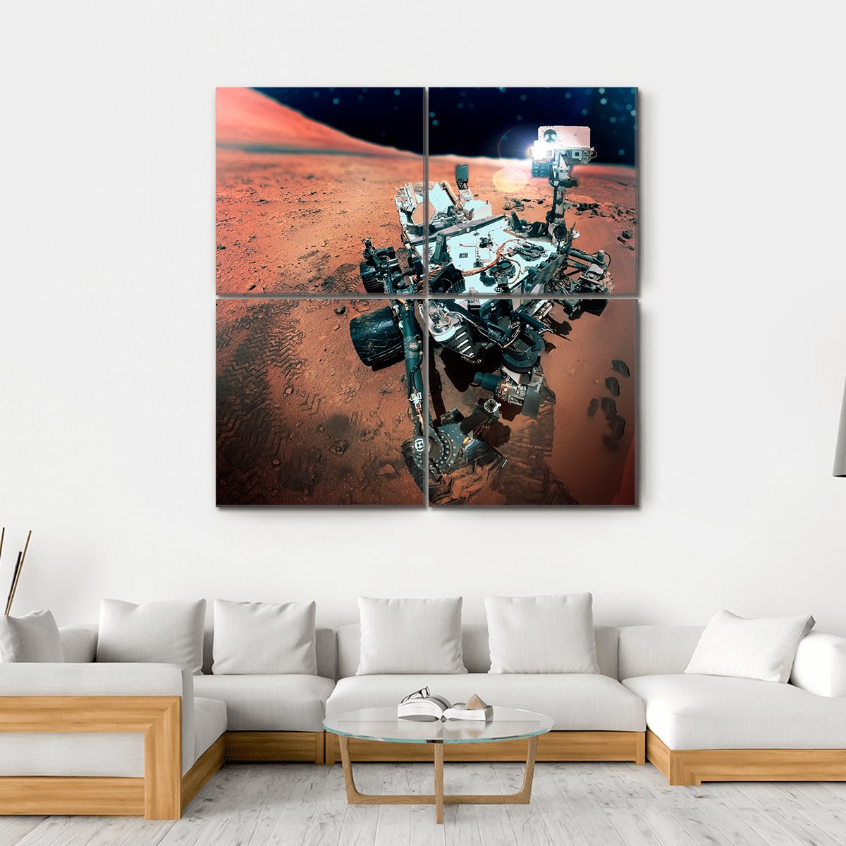 Rover On Mars Surface Canvas Wall Art-4 Square-Gallery Wrap-17" x 17"-Tiaracle