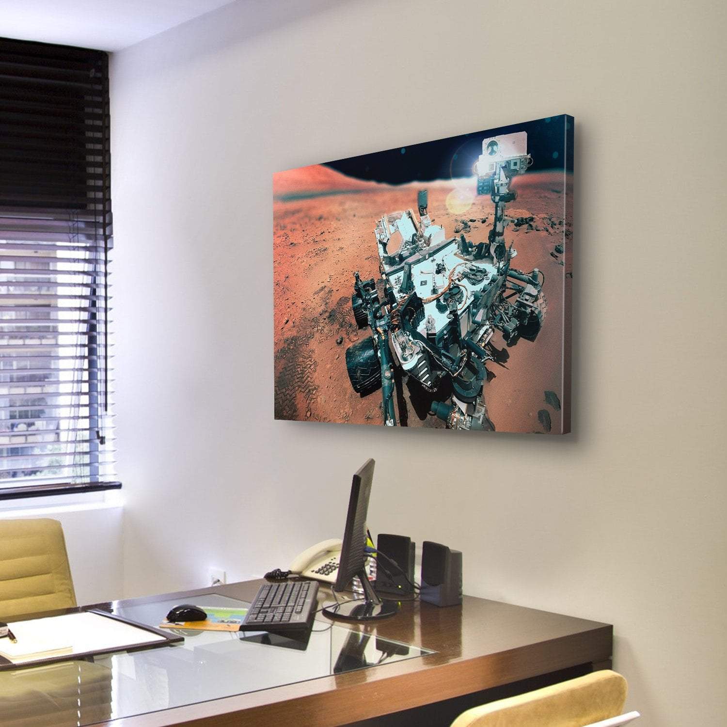 Rover On Mars Surface Canvas Wall Art-1 Piece-Gallery Wrap-48" x 32"-Tiaracle