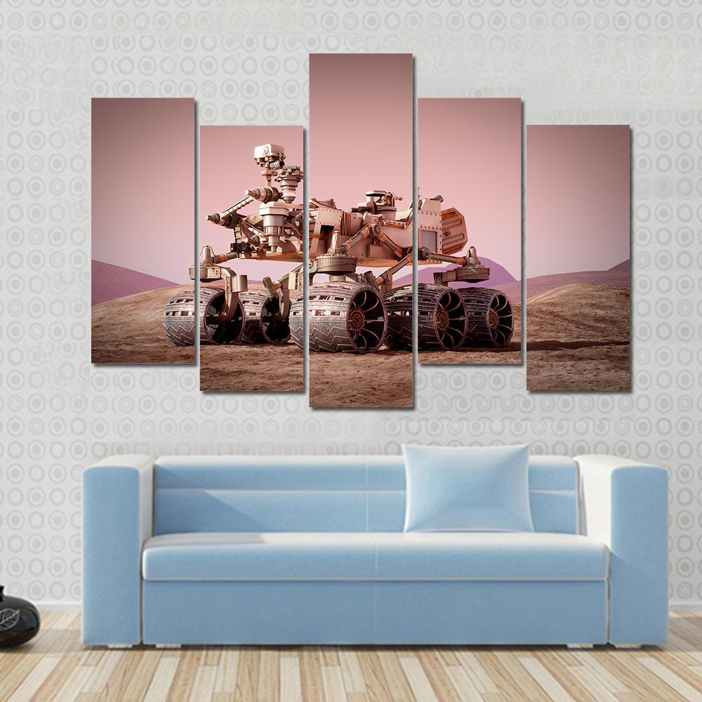 Rover On Planet Mars Canvas Wall Art-5 Pop-Gallery Wrap-47" x 32"-Tiaracle