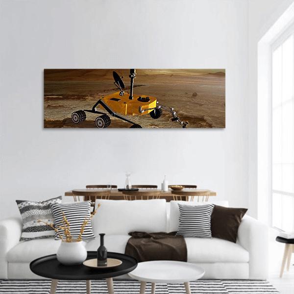 Yellow Rover On Mars Panoramic Canvas Wall Art-1 Piece-36" x 12"-Tiaracle