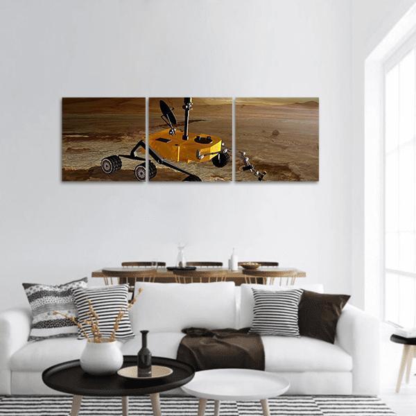Yellow Rover On Mars Panoramic Canvas Wall Art-3 Piece-25" x 08"-Tiaracle