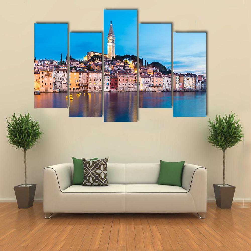 Rovinj City In Croatia Canvas Wall Art-5 Pop-Gallery Wrap-47" x 32"-Tiaracle