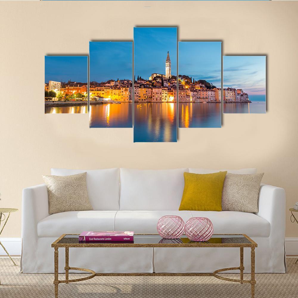 Rovinj Town Canvas Wall Art-5 Star-Gallery Wrap-62" x 32"-Tiaracle