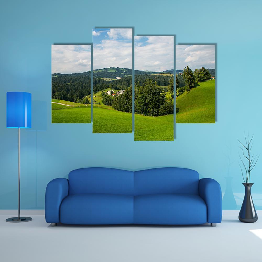Rovte Village In Slovenia Canvas Wall Art-4 Pop-Gallery Wrap-50" x 32"-Tiaracle