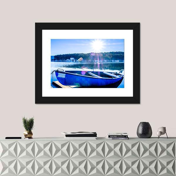Rowboats At Walchensee Lake Canvas Wall Art-1 Piece-Framed Print-20" x 16"-Tiaracle
