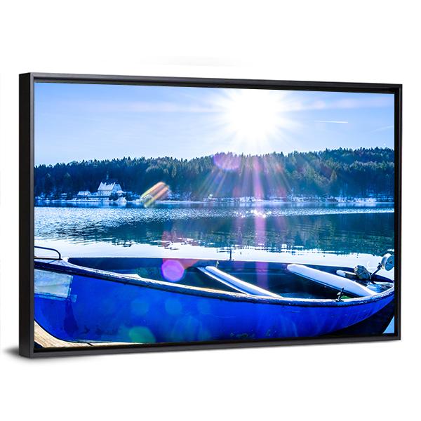 Rowboats At Walchensee Lake Canvas Wall Art-3 Horizontal-Gallery Wrap-25" x 16"-Tiaracle
