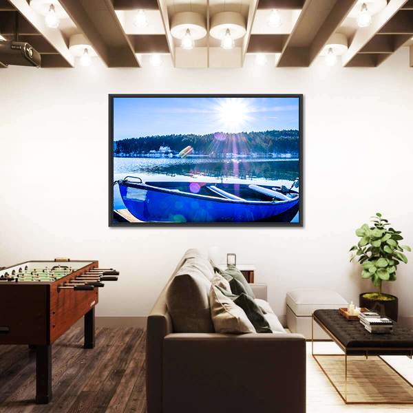 Rowboats At Walchensee Lake Canvas Wall Art-3 Horizontal-Gallery Wrap-25" x 16"-Tiaracle