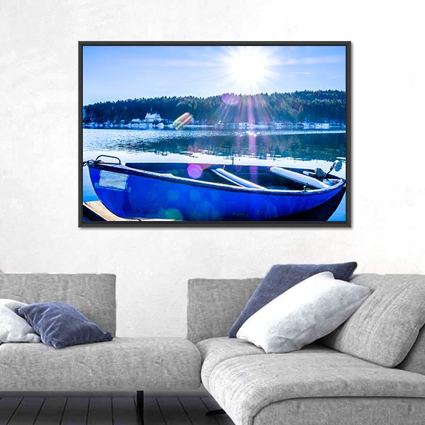 Rowboats At Walchensee Lake Canvas Wall Art-3 Horizontal-Gallery Wrap-25" x 16"-Tiaracle