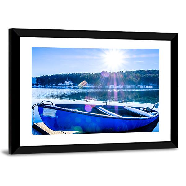 Rowboats At Walchensee Lake Canvas Wall Art-3 Horizontal-Gallery Wrap-25" x 16"-Tiaracle