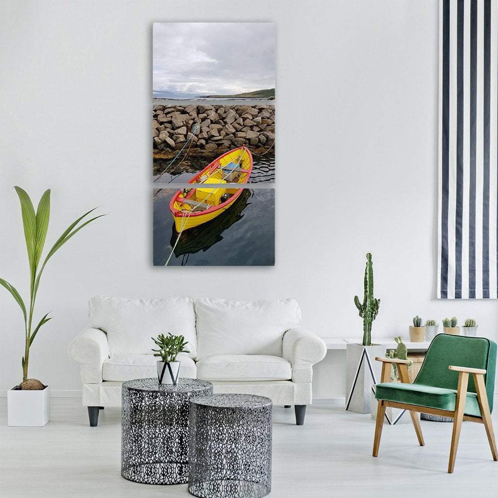 Rowing Boat In Iceland Vertical Canvas Wall Art-3 Vertical-Gallery Wrap-12" x 25"-Tiaracle