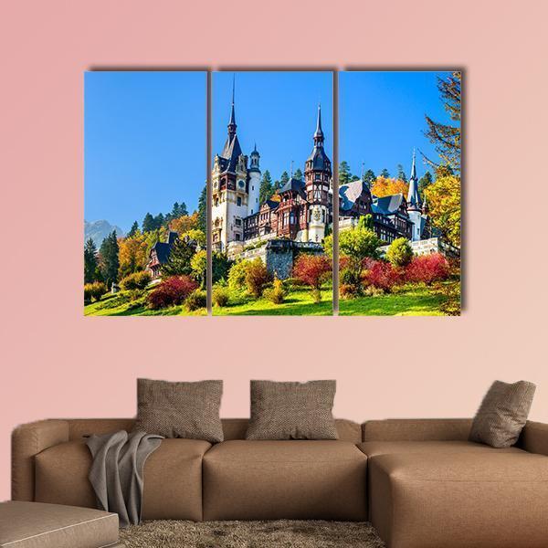Royal Castle In Romania Canvas Wall Art-3 Horizontal-Gallery Wrap-37" x 24"-Tiaracle