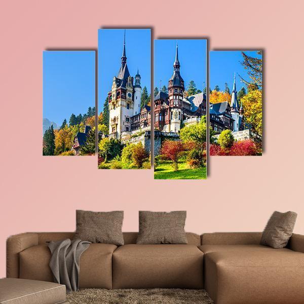Royal Castle In Romania Canvas Wall Art-4 Pop-Gallery Wrap-50" x 32"-Tiaracle