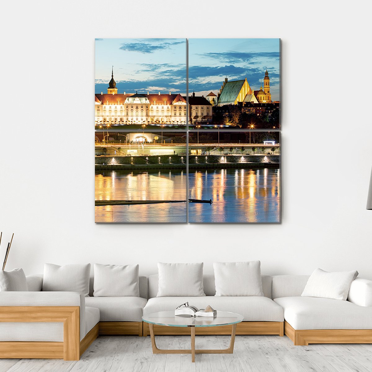 Royal Castle Over The Vistula River In Warsaw Canvas Wall Art-4 Square-Gallery Wrap-17" x 17"-Tiaracle